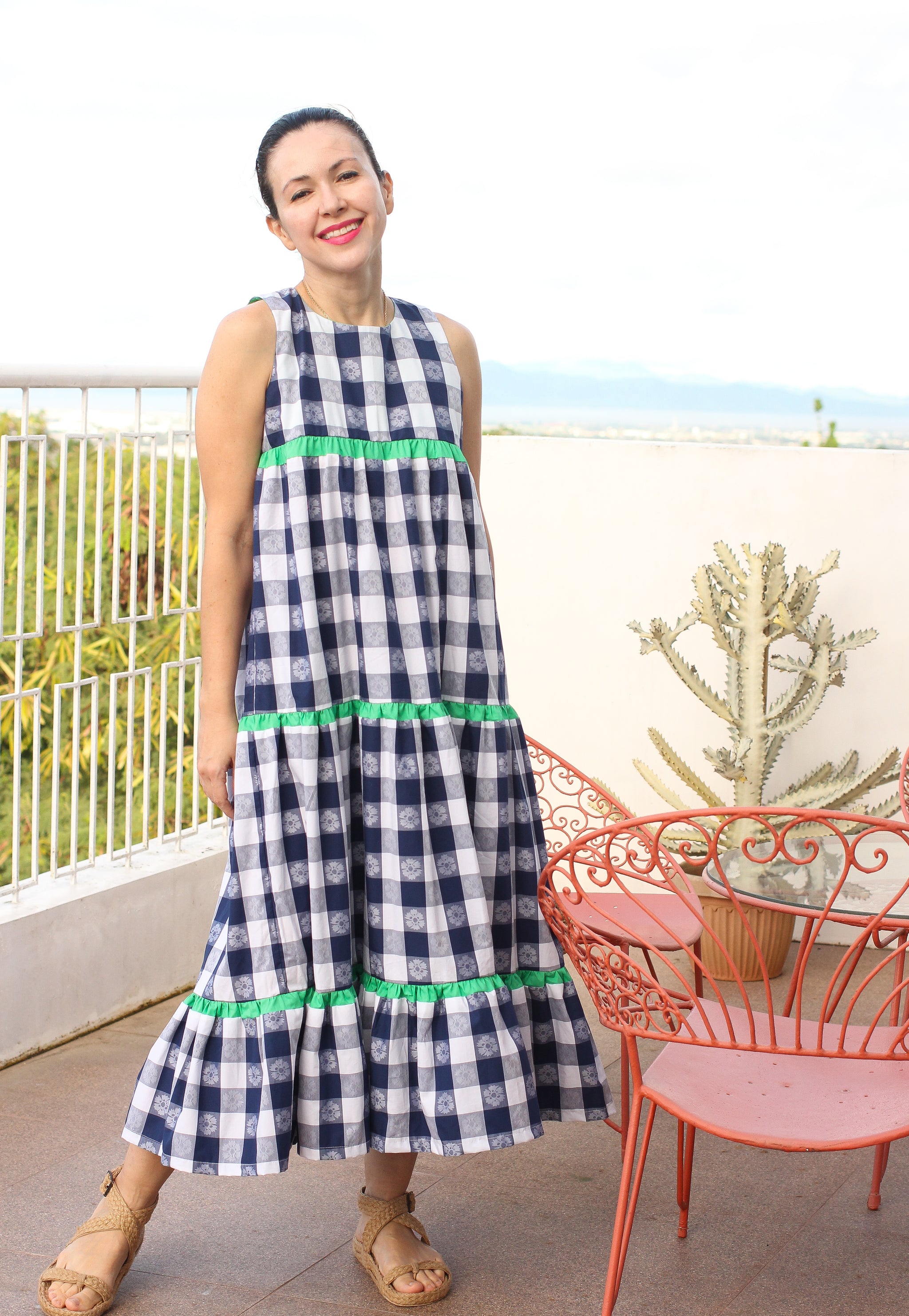 FINAL PC Tammy Maxi Dress in Blue Green Check – Florence Fling